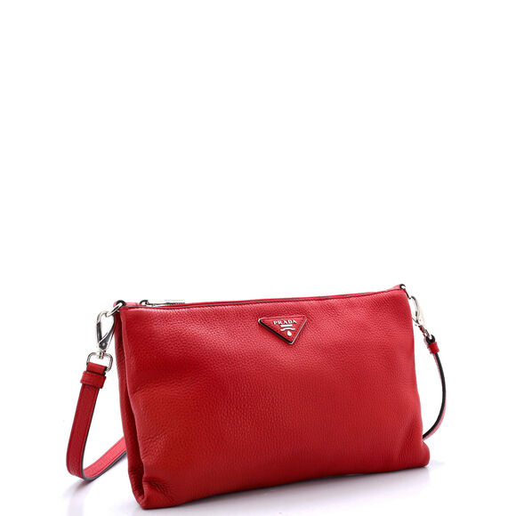 Prada Flat Zip Crossbody Bag Vitello #144795P94B - Picture 2 of 7